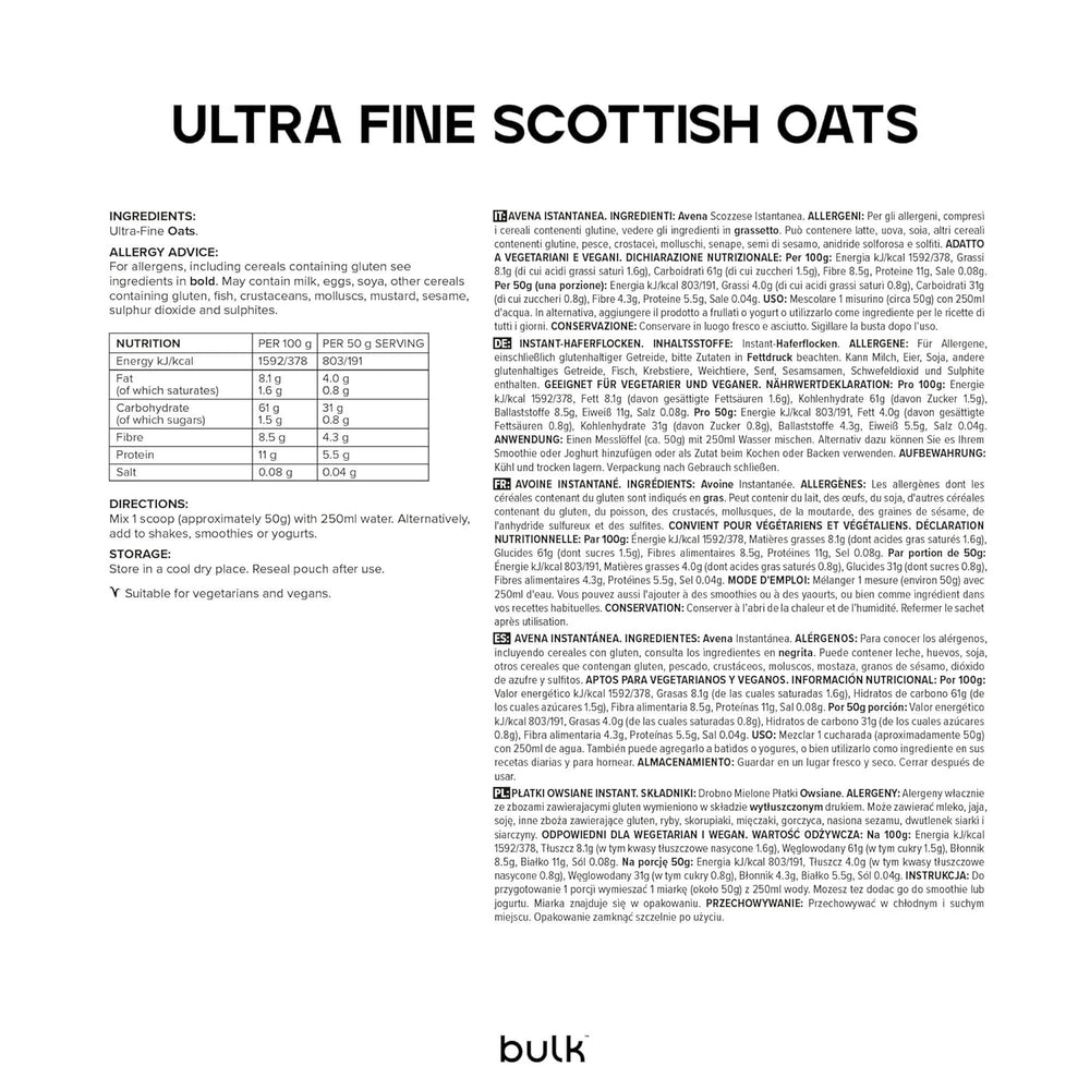 Jemně mleté ​​ovesné vločky, sypké, 2,5 kg, 50 porcí, balení se může lišit