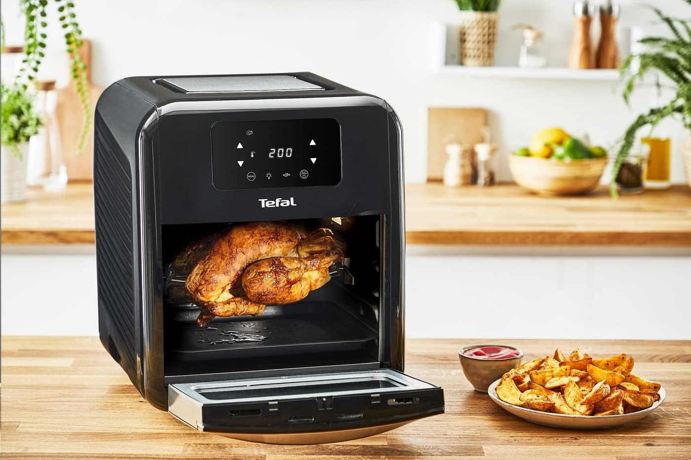 Horkovzdušná fritéza Tefal Easy Fry Trouba & Grill 9 v 1, 11 l pro 6 porcí, 7 příslušenství, 8 programů, recepty online Spotřebiče Naty Shop