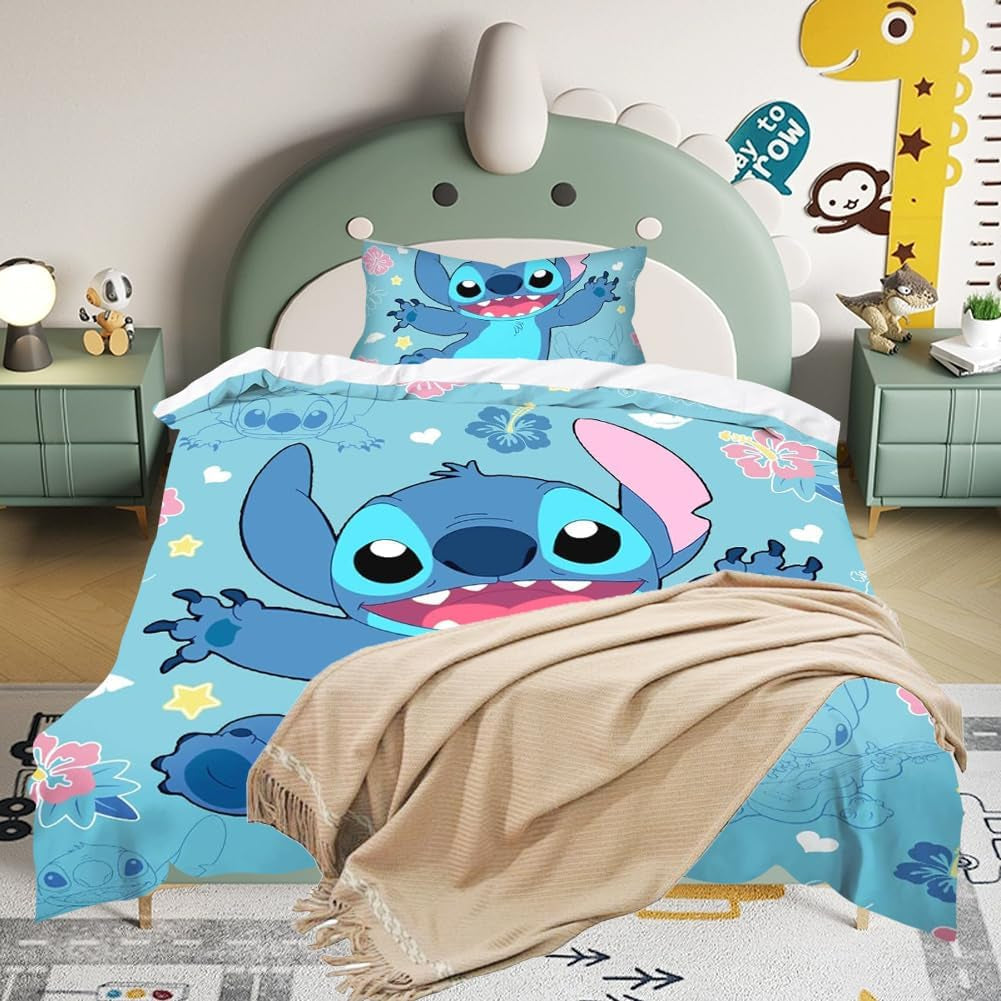 Lenjerie de pat pentru copii, Stitch, bumbac Lenjerie de pat - copii Naty Shop Cartoon 2Set 008