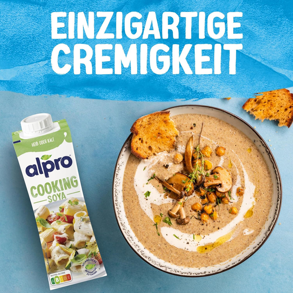 Alpro Cooking Soya – Vegan Kochcreme aus Soya s neutrální chutí do teplé i studené kuchyně – 15 x 250 ml