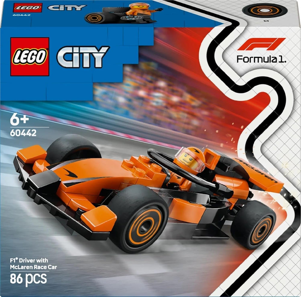 LEGO City Závodník F1 se závodním autem Mclaren - Model formule 1 se závodním autem a minifigurkou - malý dárek pro chlapce a dívky od 6 let nebo fanoušky motoristického sportu 60442 Stavebnice Besuche den LEGO-Store
