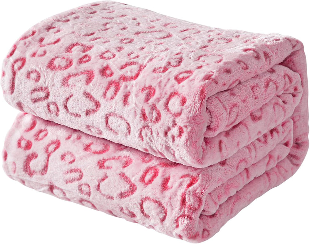 FY FIBER HOUSE flanel fleece throw, pătură din microfibră cu imprimare 3D ghepard, 228 X 274 cm, violet Plapumi si pilote Naty Shop Leopard roz aprins 90 "X90"