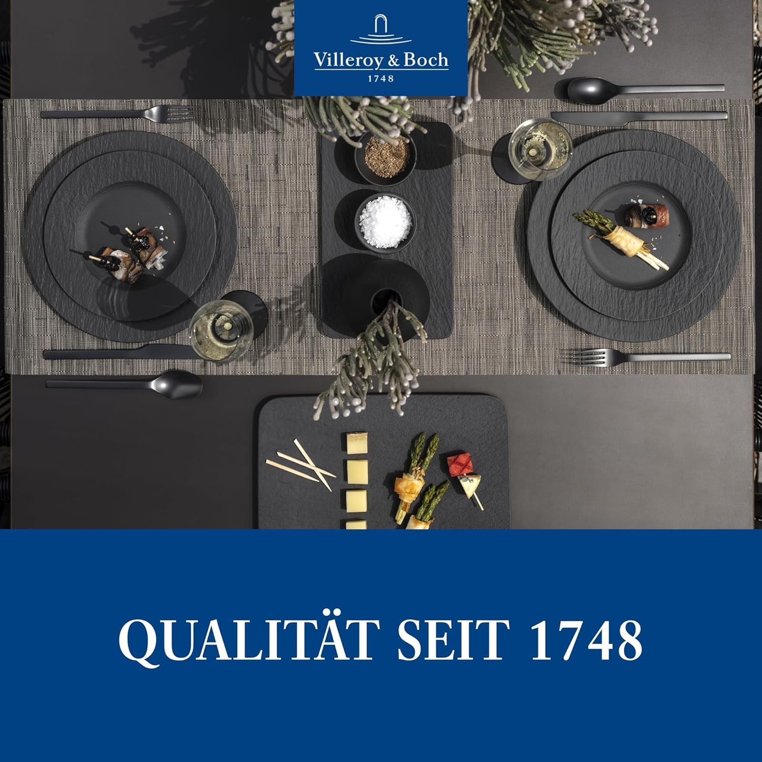 Villeroy & Boch – Manufacture Rock Starter-Set 6 Teilig Schwarz, Spülmaschinenfest, Mikrowellensicher, Geschirr Set Schwarz Matt, Tafelservice, Essgeschirr, Premium Porzellan Sady nádobí Naty Shop