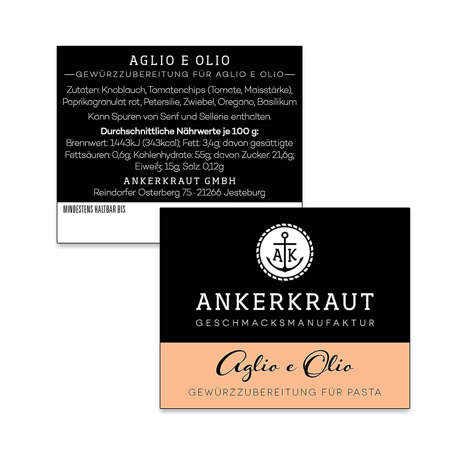 Ankerkraut Aglio e Olio, italský Gewürzmischung pro těstoviny a klasické špagety-nudle, 120 g v aromatickém sáčku