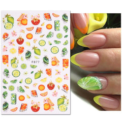 JMEOWIO Nagelsticker Sommer Frucht 9 Blatt Nail Art Sticker Selbstklebend Nagelaufkleber Zitronen Dekoration Nageldesign Zubehör