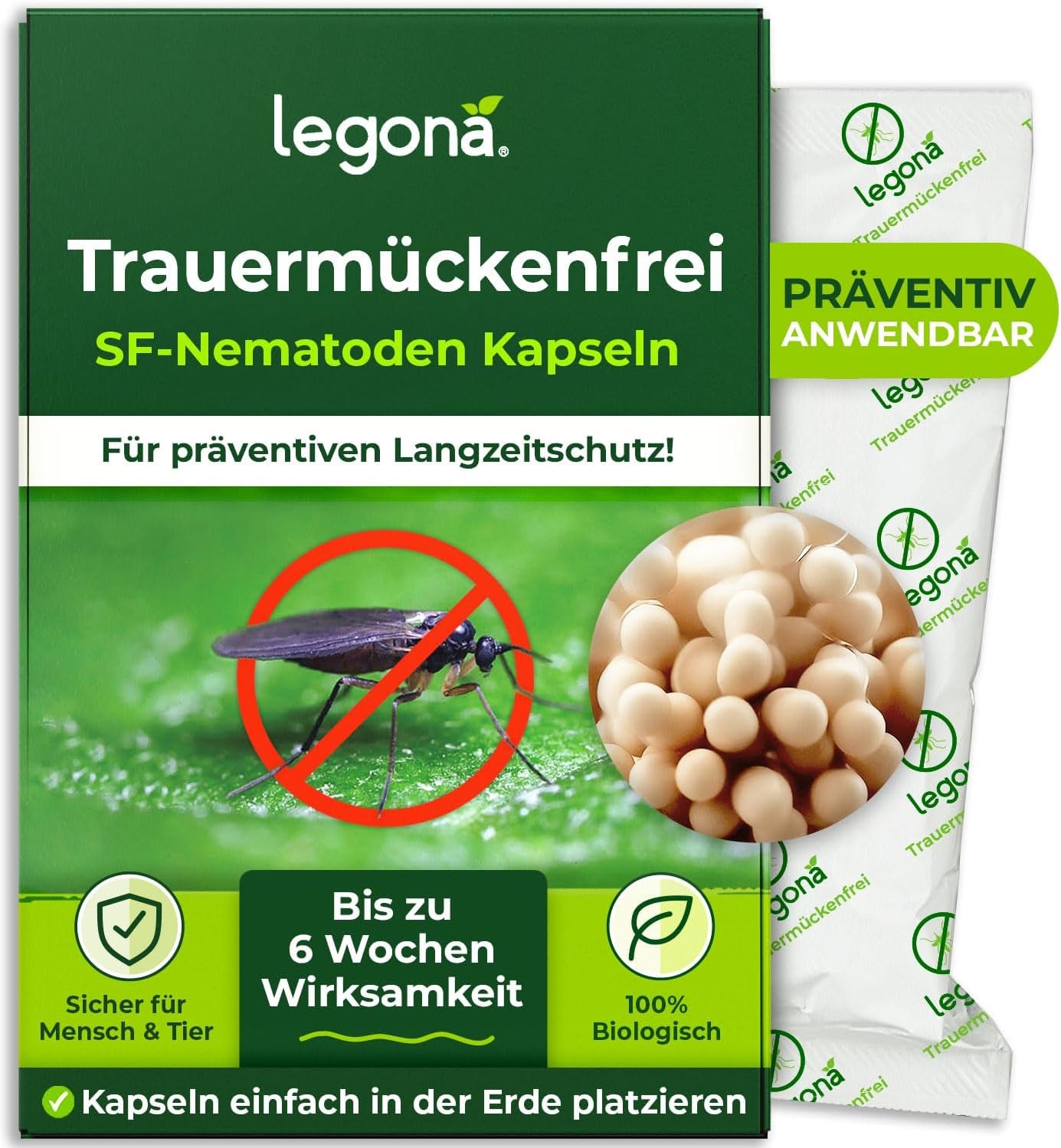 Legona Sc-Nematoden Zur Bekämpfung Von Maulwurfsgrillen - 50 Mio. Für 100M² / 250L Blumenerde/Bio Schädlingsfrei Gießmittel Für Rasen Und Beet