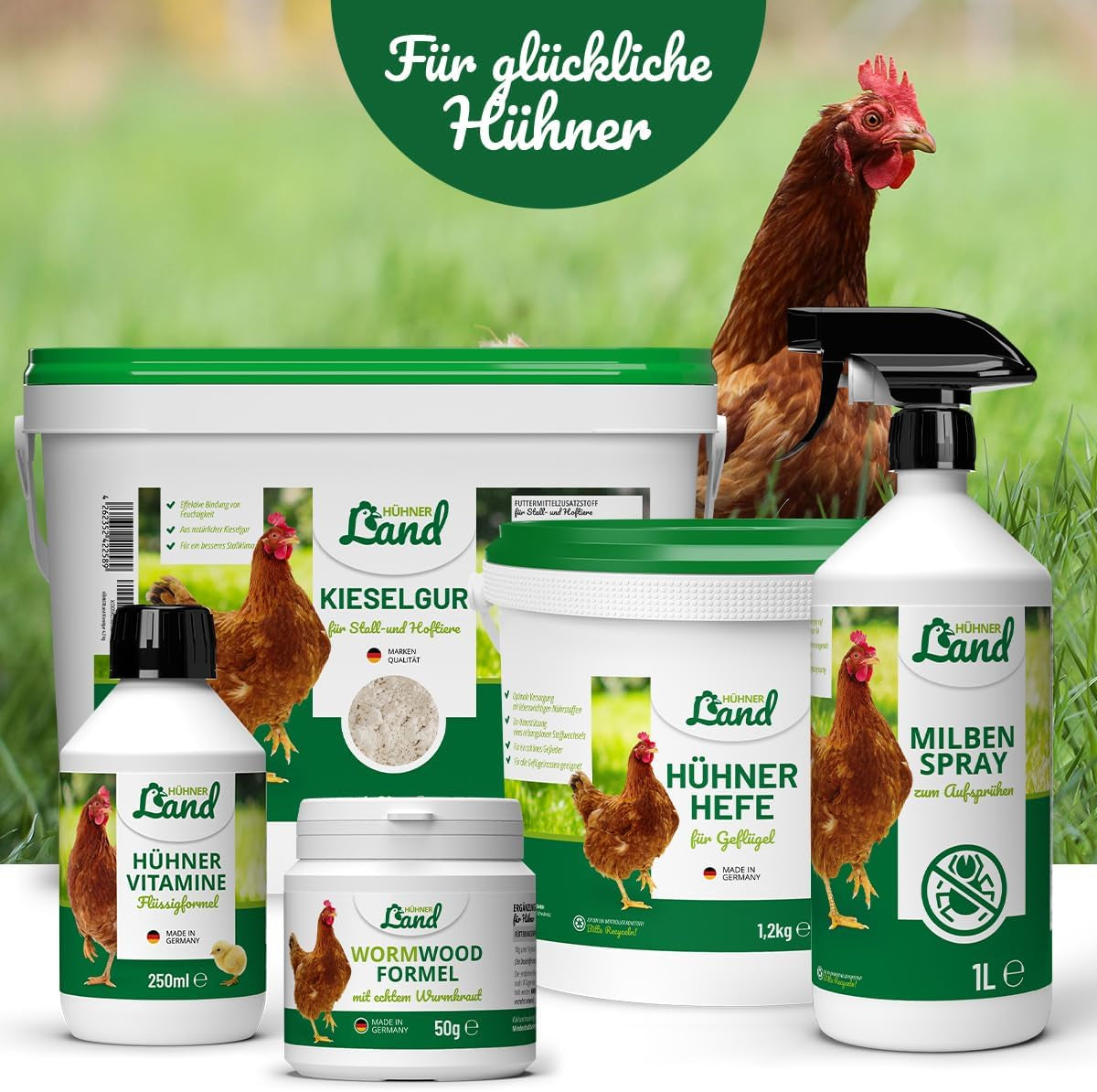 HÜHNER Land Eier-Fit für Legehennen 500g - Futterergänzung für Hühner, Legeleistung Zusatz für Hühner, Zusatz Eier, Eibildung, kräftiger Dotter, stabilní Schale, gesunde Eier, Vitamine