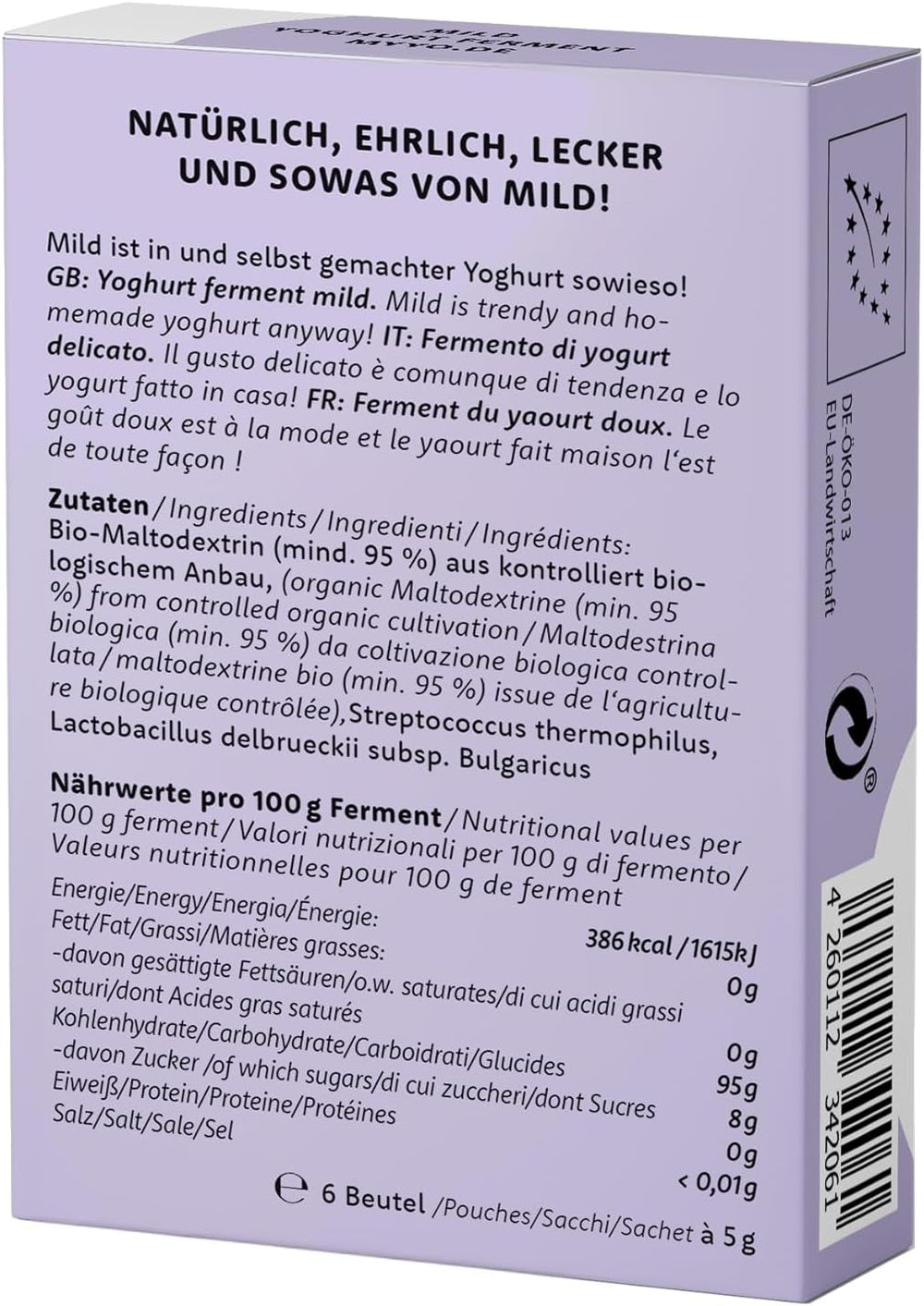 Bio Jogurtferment Mírný | 6x5 gr | Joghurtkulturen für bis zu 30 l selbst gemachten jemný jogurt