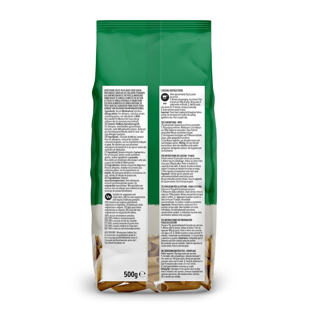 Celozrnné Penne Rigate od Amazonu, 500g