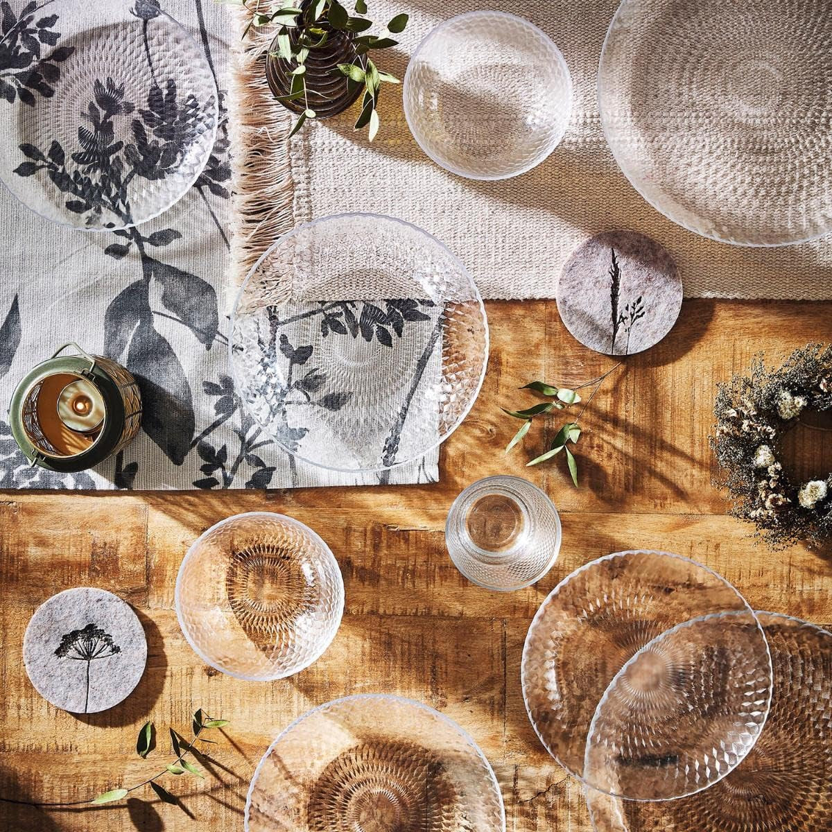 Pampille Sada průhledného skleněného nádobí, 18 kusů - 6 osob, průhledné sady nádobí Naty Shop