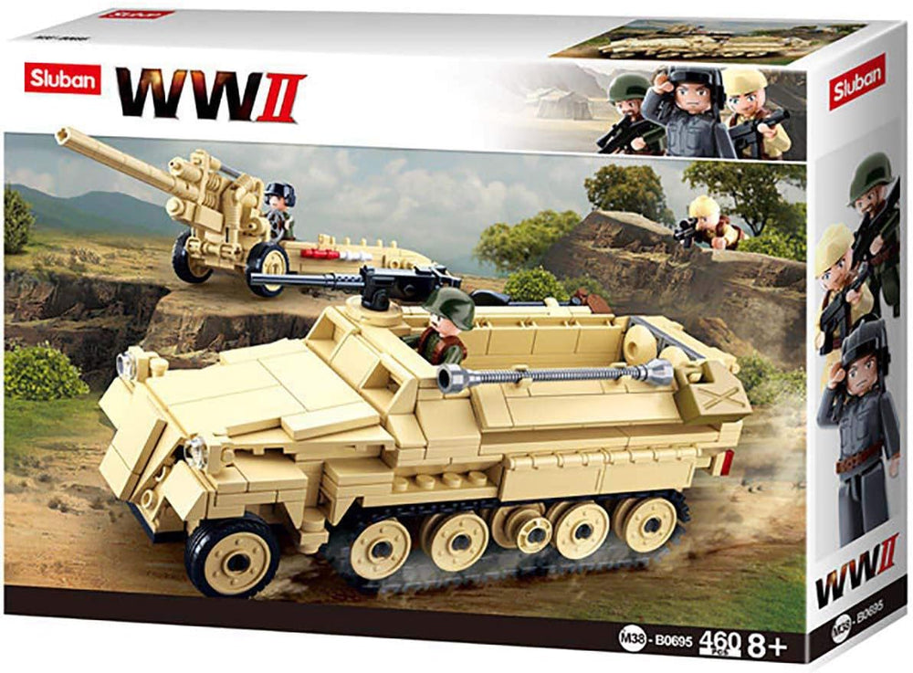 WWII - Deutsches Halbkettenfahrzeug [M38-B0695], Spielset , Klemmbausteine, Soldaten, mit Spielfigur, Armáda WWII, Für Kinder ab 4 Jahren, Sluban SL95566