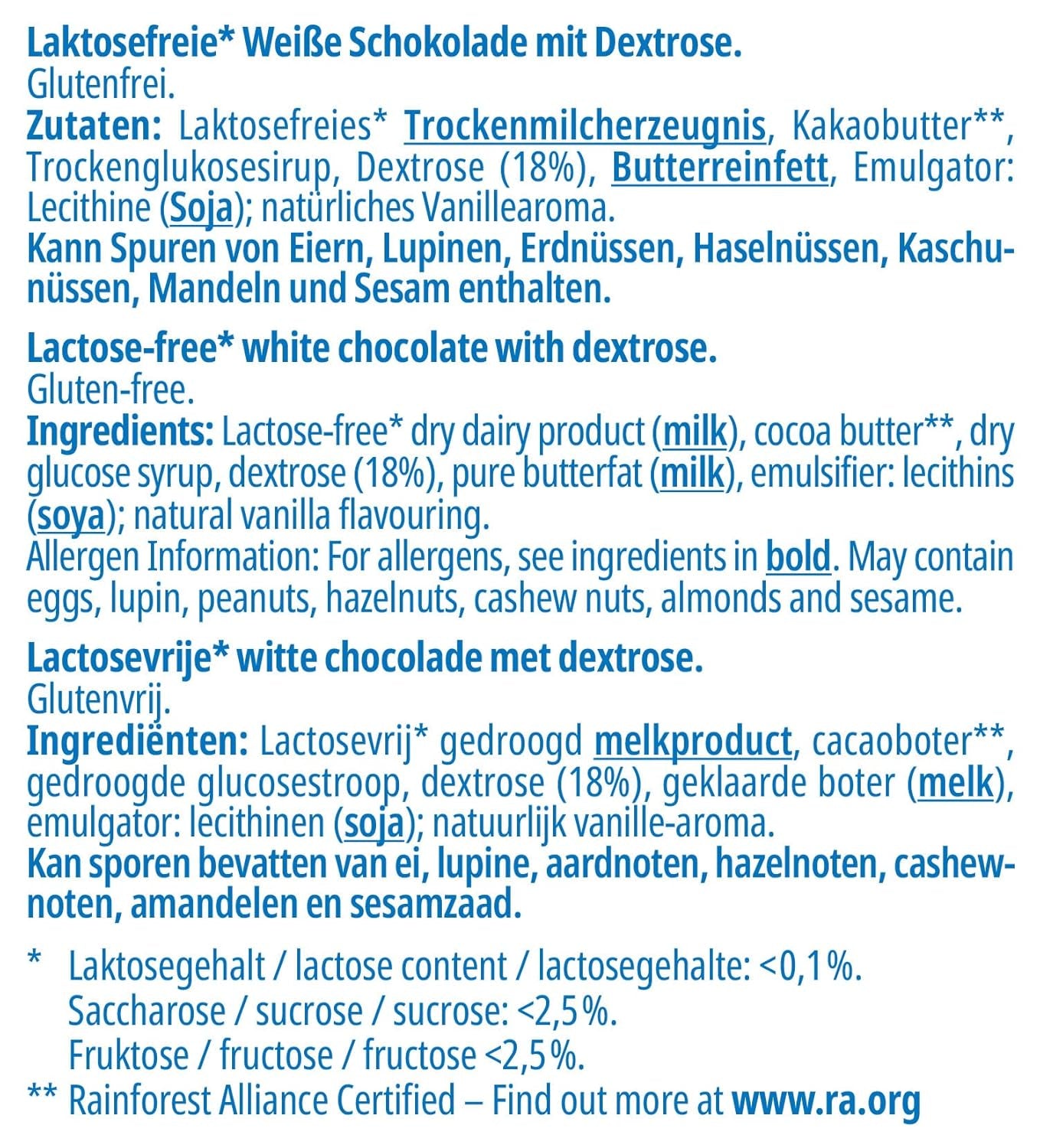 frankonia ČOKOLÁDA Bílá čokoláda s dextrózou, bez laktózy a bez lepku, 80 g