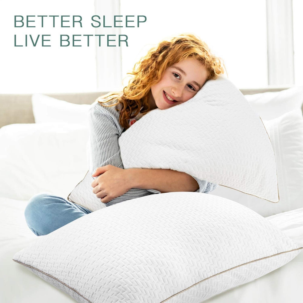 Pernă Bedstory, Pernă de dormit, 2 bucăți, Hipoalergenică, Pernă anti-praf, În jos, Calitate alternativă, Pernă de pat pentru cei care dorm pe spate, stomac și lateral, Dimensiune standard, Lavabilă, 42 X 70 Cm Perne standard Naty Shop