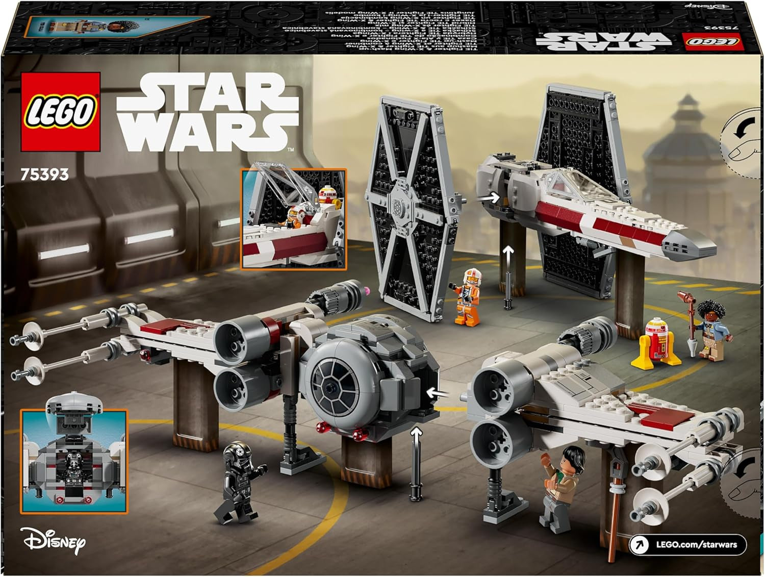 LEGO Star Wars TIE Fighter & X-Wing Mashup, Hračka na sestavení Starfighter, Nápad na dárek pro děti, Přizpůsobitelné hvězdné lodě, Dárek pro chlapce, dívky a všechny fanoušky 75393 Stavebnice Beuche den LEGO-Store