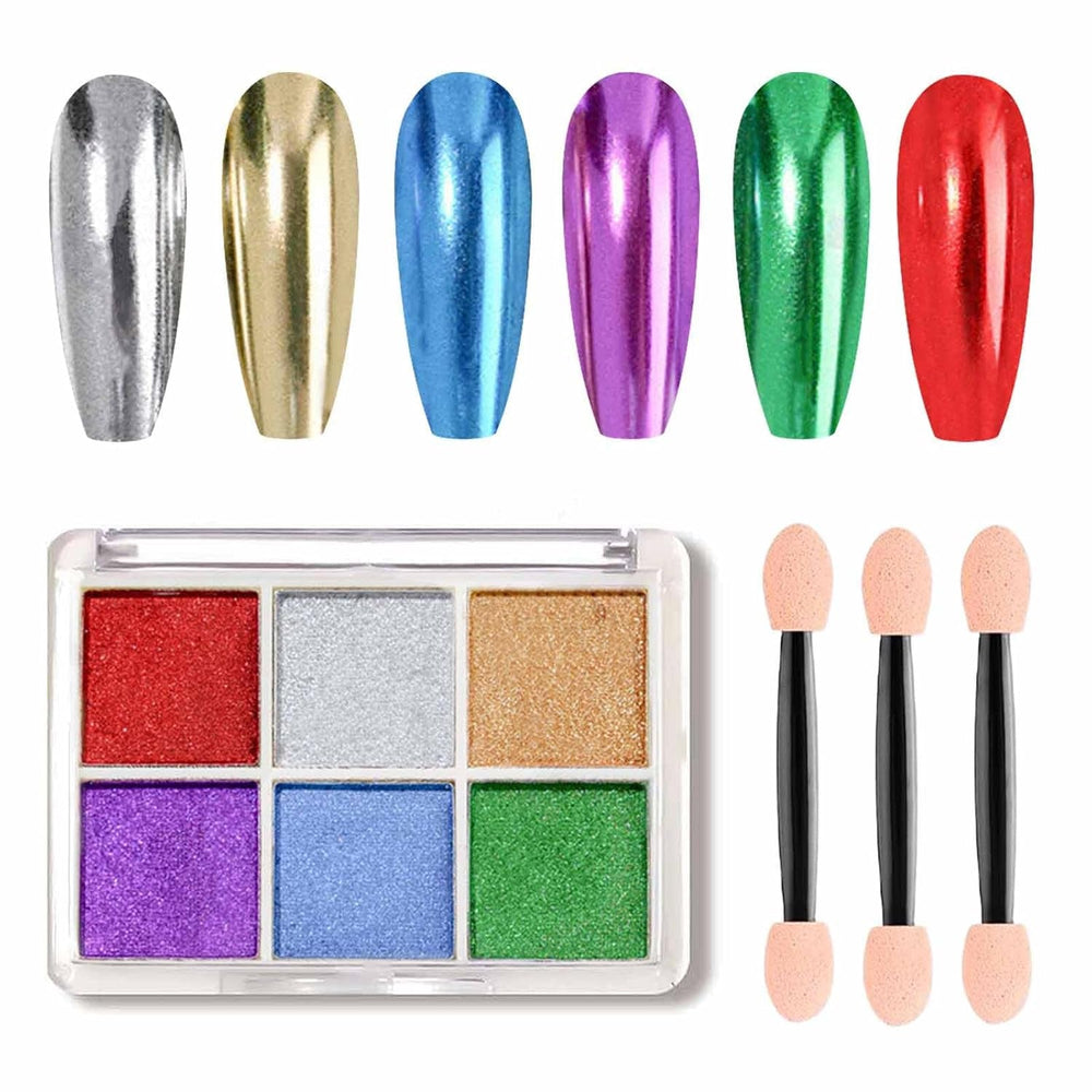 GZMAYUEN Chrom Pulver Für Nägel 6 Farbe Mirror Chrome Nail Powder Pigment Powder Nail Art