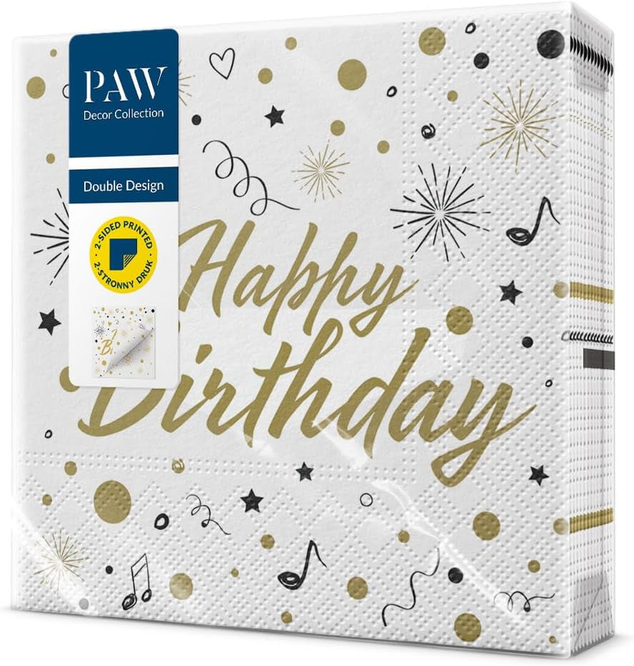 PAW - Șervețele 3 straturi (33 X 33 Cm) I 20 de bucăți I Perfect pentru petreceri, zile de naștere, sărbători I Decorațiuni de masă pentru petreceri pentru copii - Șervețele de hârtie colorate cu motiv - fotbal I minge de fotbal (pachet cu 2)