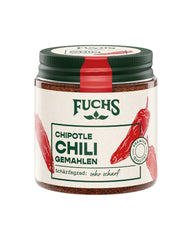 Fuchs Gewürze - Chipotle Chili gemahlen | Rauchiges Chilipulver | Chilli prášek v prémiové kvalitě 50 g im wiederverschließbaren Gewürzglas