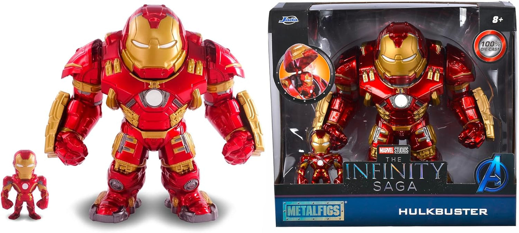 Figurka Jada Toys Marvel Hulkbuster & Ironman, Otevřená a zavřená helma, Sběratelské figurky, Sada, Odlitek, Červená, Velikost: 6" Hulkbuster & 2" Ironman Akční figurky Naty Shop