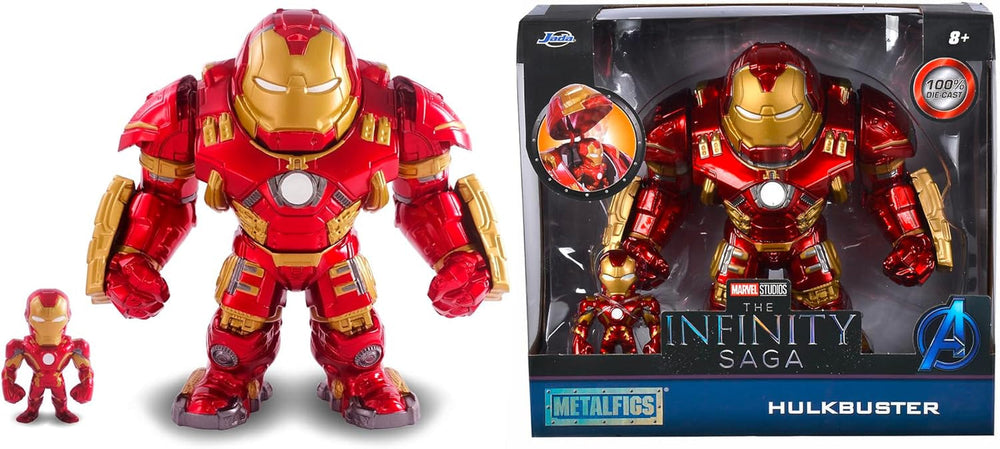 Figurka Jada Toys Marvel Hulkbuster & Ironman, Otevřená a zavřená helma, Sběratelské figurky, Sada, Odlitek, Červená, Velikost: 6" Hulkbuster & 2" Ironman Akční figurky Naty Shop