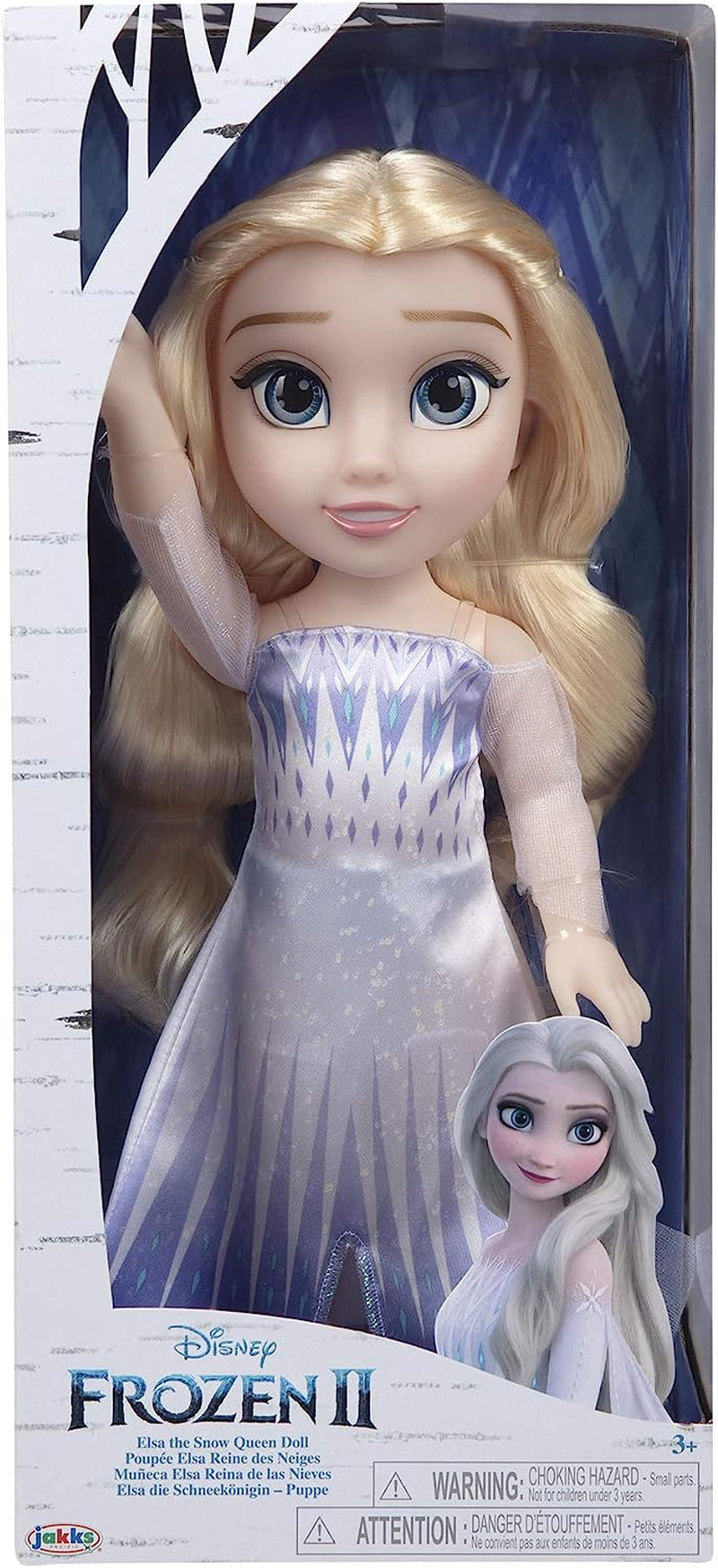 Disney Frozen 2 ELSA The Snow Queen Doll – 35 cm vysoká, pohyblivá panenka v ikonických módních šatech a dlouhých vlajících vlasech pro extra zábavu při hraní, pro dívky od 3 let, 214894 Naty Shop Dolls