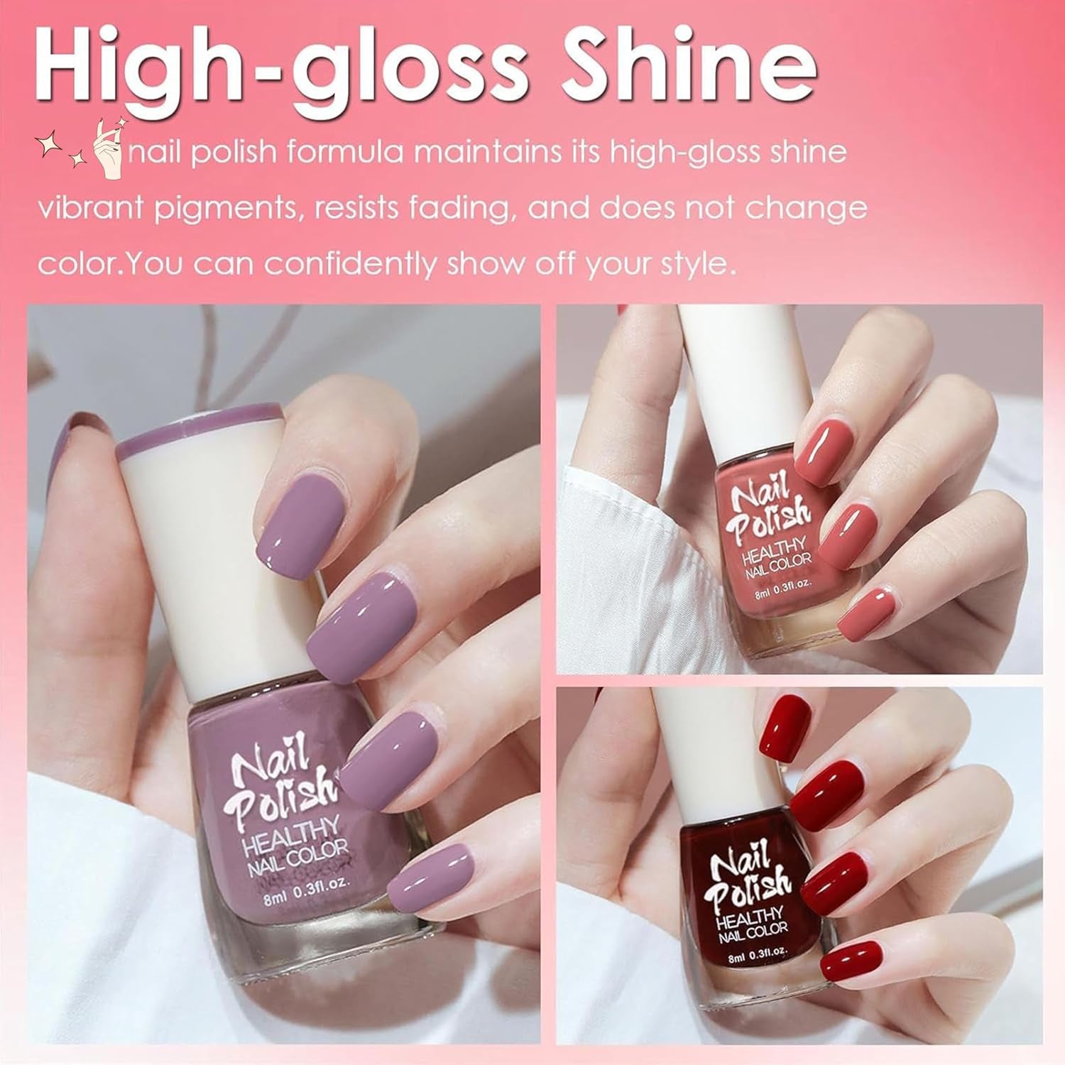 6dílná sada laků na nehty - Rychleschnoucí dlouhotrvající zářivě červený lak na nehty - Netoxický lak na nehty na vodní bázi pro kutily Manikúra v salonech (barva A)