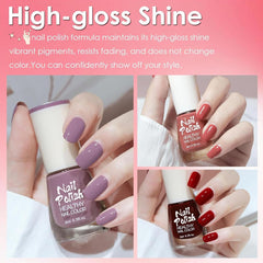 6dílná sada laků na nehty - Rychleschnoucí dlouhotrvající zářivě červený lak na nehty - Netoxický lak na nehty na vodní bázi pro kutily Manikúra v salonech (barva A)