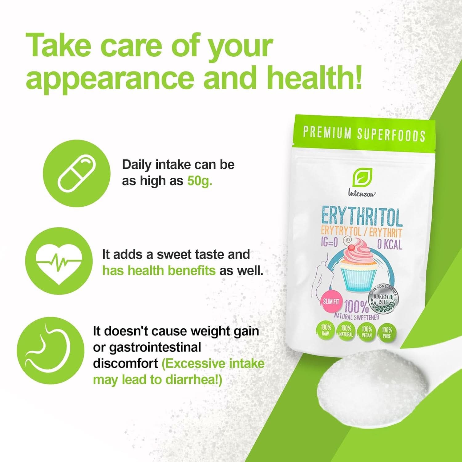 Erythritol - přírodní alternativa cukru, 2 kg sladidel Naty Shop