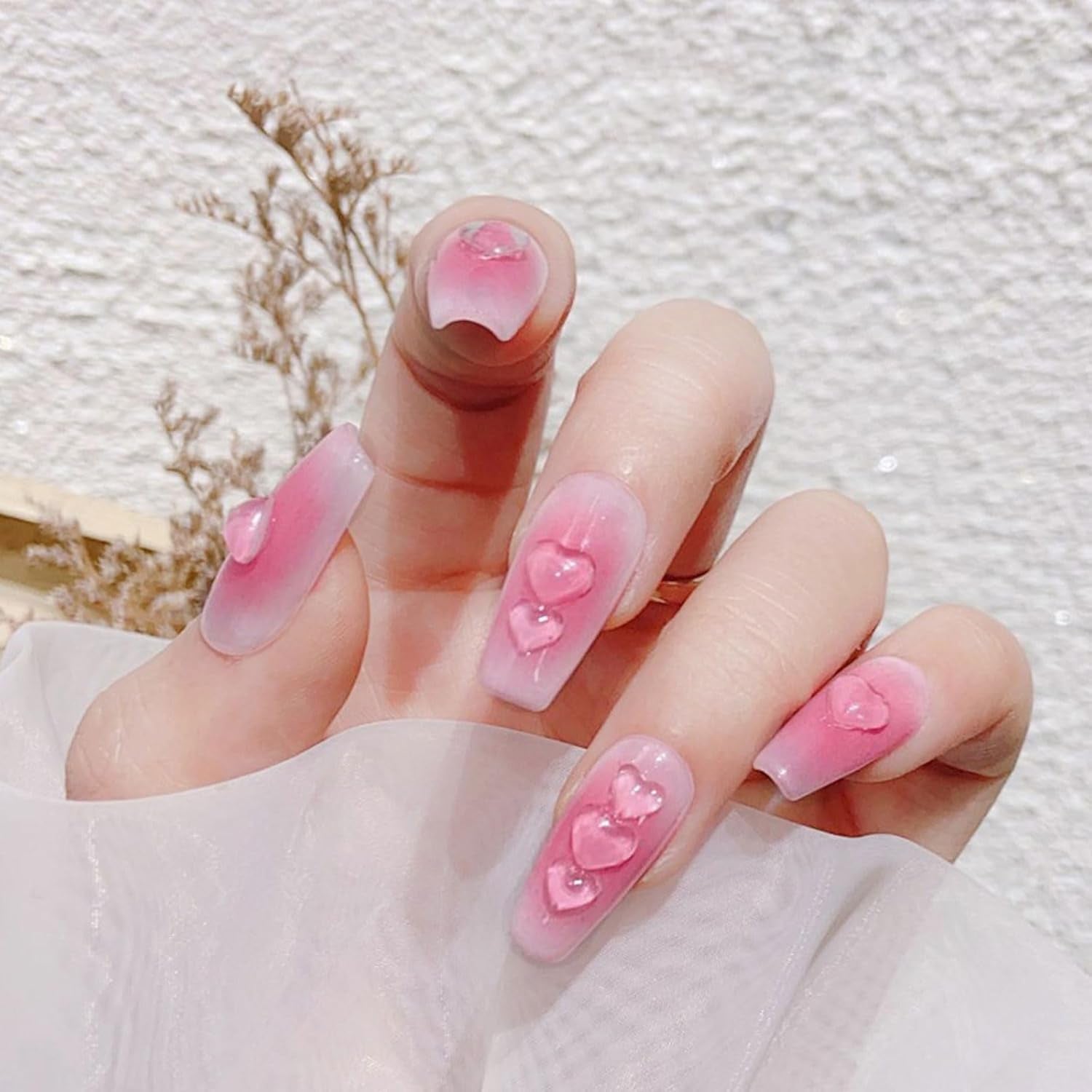 3D Herz Nail Art Charms,320 Stück Niedliche Klar Acryl Herz Nail Charms, Flatback Heart Nagel Strasssteine 4Mm 6Mm 8Mm Harz Nagelkunst Dekorationen for Frauen Mädchen DIY Maniküre Zubehör(4Mm 6Mm 8Mm)