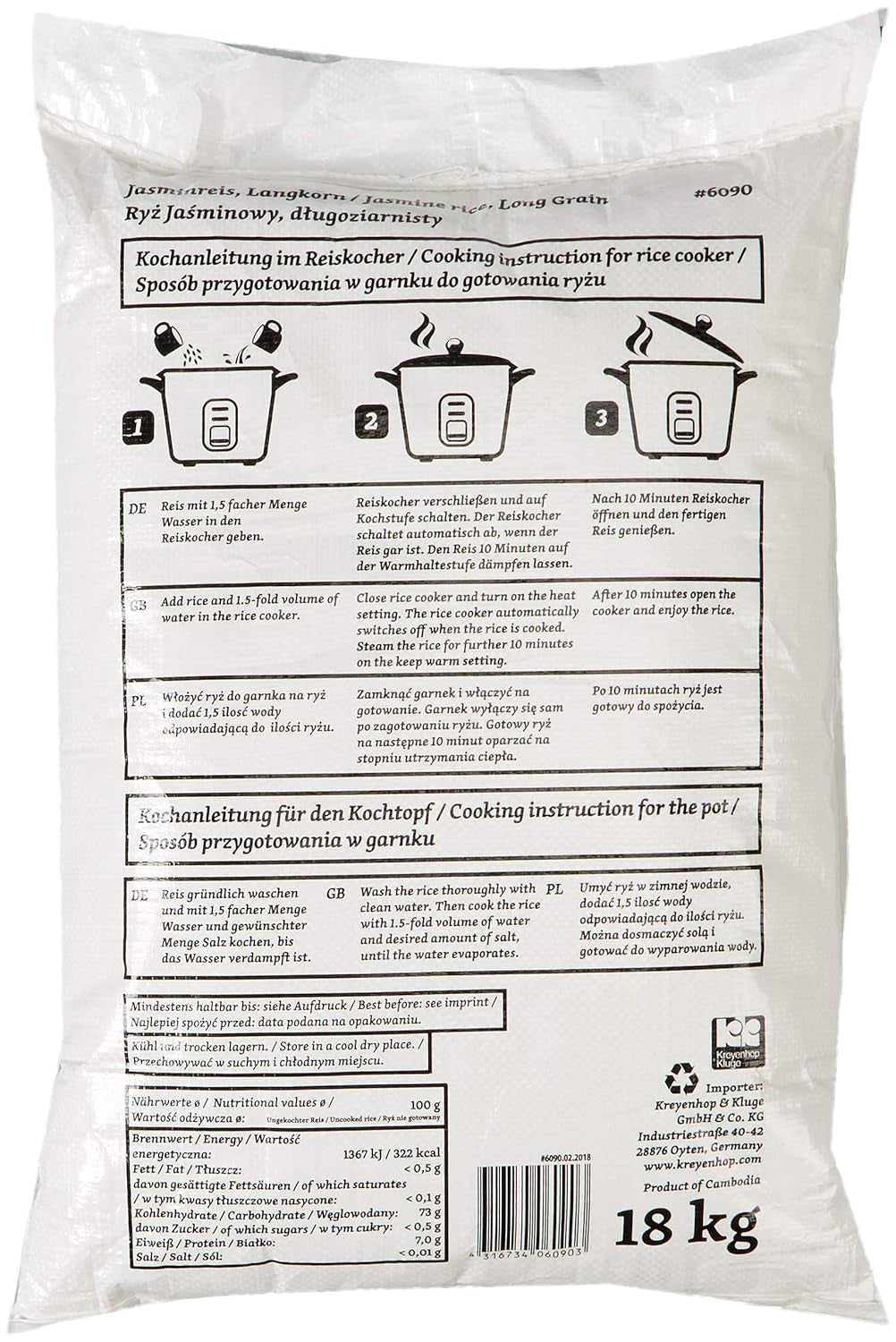 RICEFIELD vonná rýže dlouhozrnná, 1 balení (1 x 18 kg)