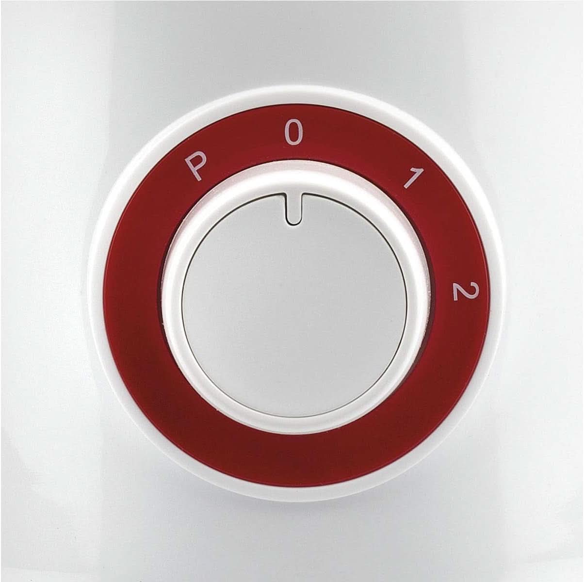 Girmi FR46 Elektrischer Mixer, 1,5 Liter, 2 Geschwindigkeiten Mit Pulse-Funktion, 4 Edelstahlklingen, Messbecherdeckel, Messbecher Mit Skala, Sicherheitseinrichtung, Weiß/Rot Bucatarie Naty Shop