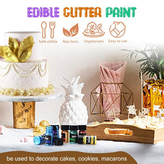 Sclipici comestibil lichid - sclipici alimentar curcubeu 7 culori pentru decorarea torturilor, băuturi, copt, brioșe - pudră sclipici alimentar comestibil lichid pentru cocktailuri, fondant, prăjituri