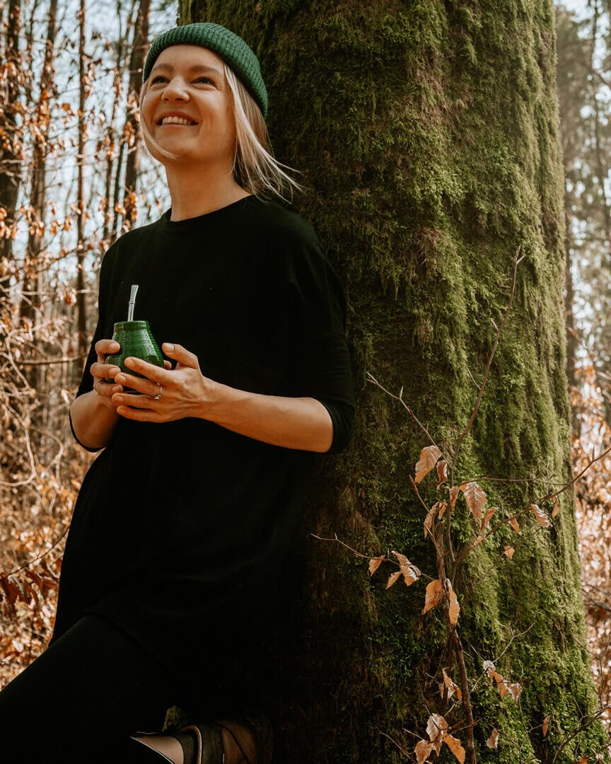 Set de ceai Mate pentru două persoane, organic ● 2 căni Mate + 2 bombillas + 300 g ceai Mate + instrucțiuni de preparare