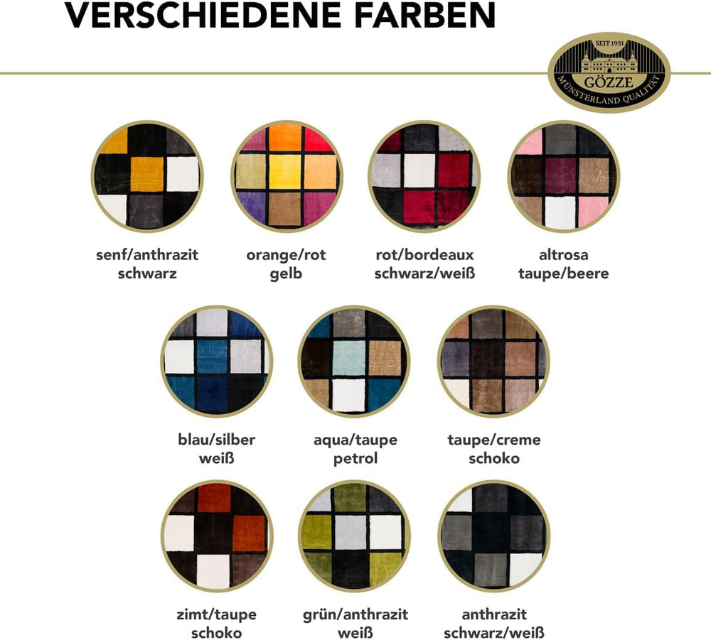 Gözze - Měkká a pohodlná přikrývka, kašmírový pocit, těžká látka 500 G/M², Antigua, 150 X 200 Cm - hořčičné/černo/bílé postele a přikrývky Besuche den Gözze-Store