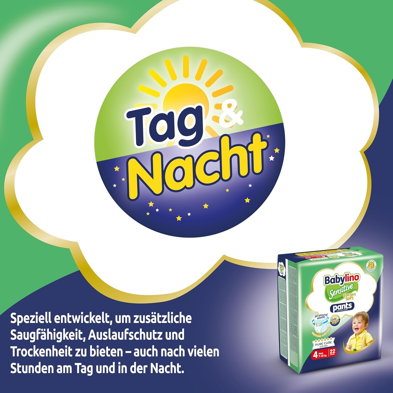 Pleny Sensitive Cotton Soft, velikost 4, Kalhotky Maxi (7-13 kg), 22 kusů