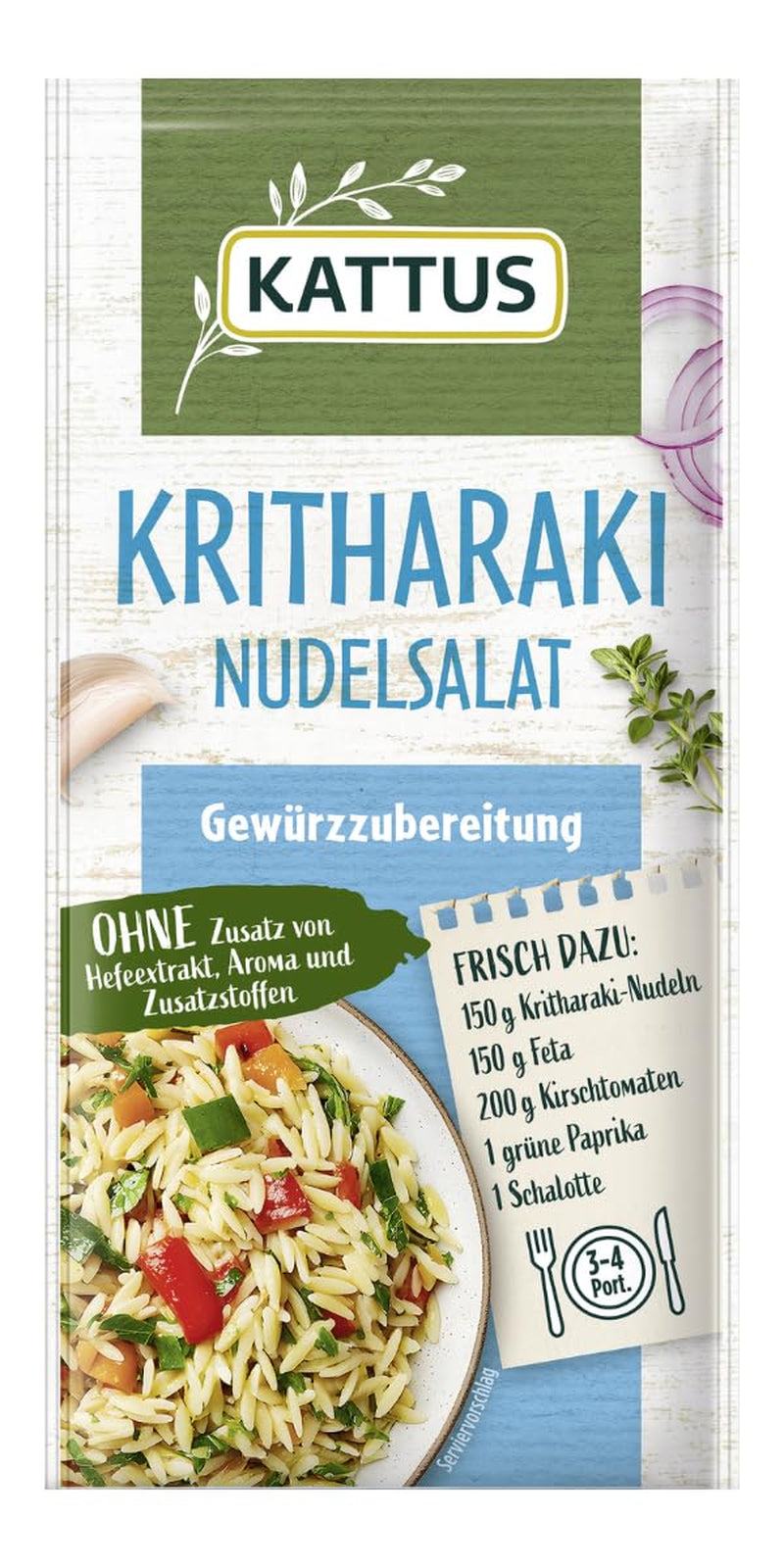 - Krithraki-Nudelsalat Gewürzzubereitung | Koření na 3-4 porce | Ohne Zusatz von Fefeextrakt, Aroma und Zusatzstoffen | 12 g v sáčku