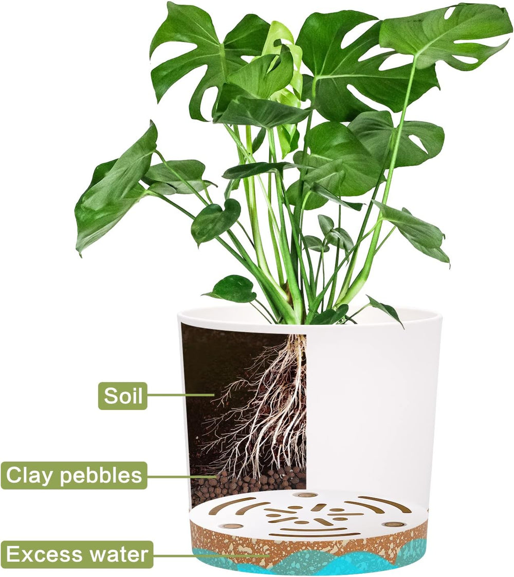 12,7 cm sada 2 květináčů, vnitřní květináče s drenážními otvory a odnímatelnou základnou, moderní dekorativní podšálky pro venkovní zahradní květináče (bílé 12,7 cm)