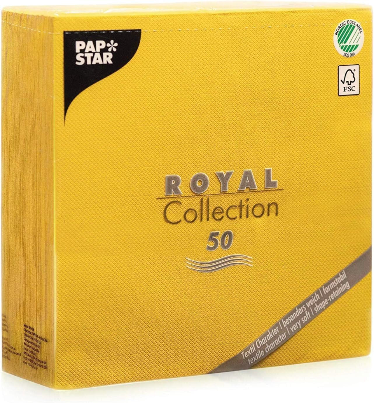 Șervețele Papstar / Șervețele Tissue Negre "Royal Collection" 40 X 40 Cm, 1/4-Fold, ideale pentru catering, gospodărie sau petreceri, #10452, 1 X 50Pack