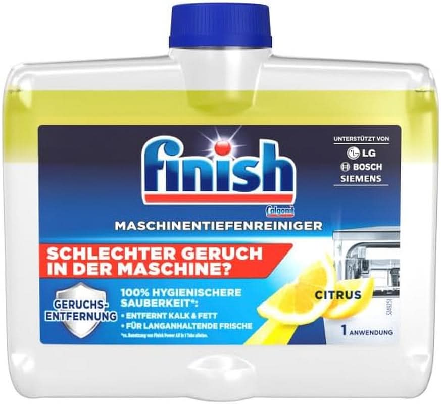 Finish Deep Machine Cleaner Citrus - detergent lichid pentru mașini împotriva calcarului și grăsimii pentru o mașină de spălat vase curată - pachet economic Naty Shop