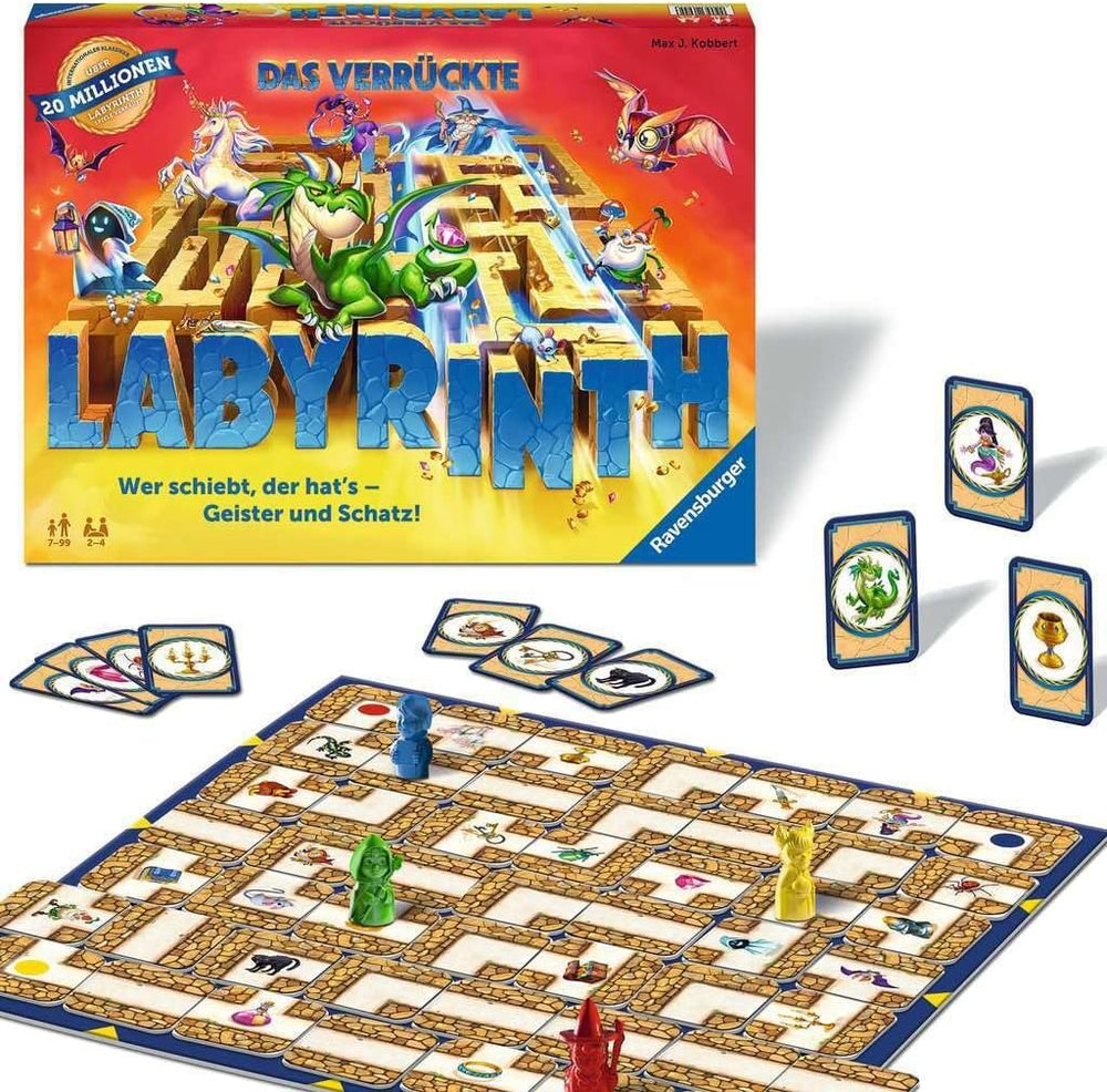 Ravensburger Family Game 26955 - Labirintul Nebun - Joc de Petrecere - Joc clasic pentru 2-4 jucători, joc de societate pentru vârste de 7 ani și peste