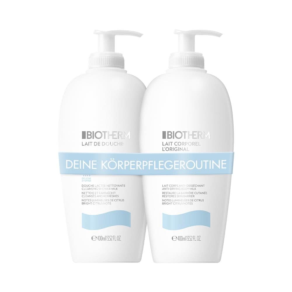 Biotherm Lait Corporel L'Original, Hydratační tělové mléko s planktonem, 400 ml Kosmetika a Beauty Naty Shop Tělové mléko 400 ml + Sprchový gel 400 ml Sada