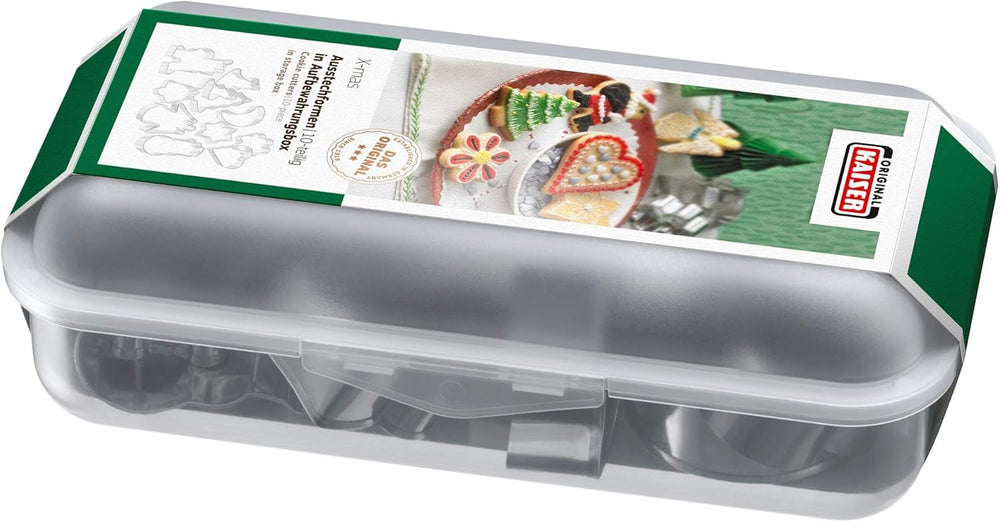 Set original de forme pentru biscuiți Kaiser de Crăciun, 11 piese, cu cutie de depozitare, forme pentru biscuiți, forme pentru biscuiți, pentru decuparea biscuiților/biscuiților/fondantului, 23,4 x 12,5 x 7,1 cm