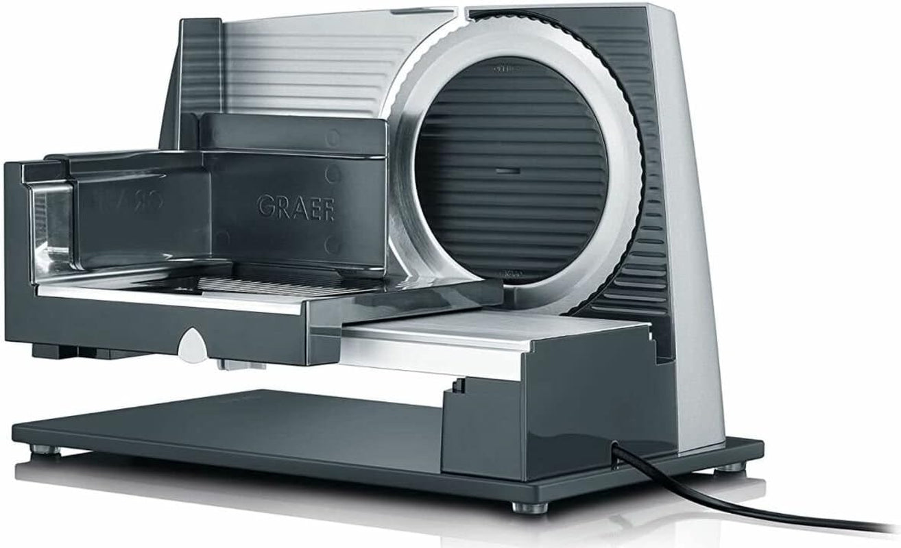 GRAEF SKS S32000, stříbrný elektrický kráječ s celokovovým pouzdrem a skleněnou základní deskou Struhadla a kráječe Naty Shop