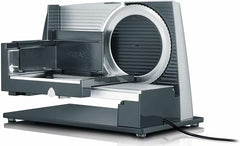 GRAEF SKS S32000, stříbrný elektrický kráječ s celokovovým pouzdrem a skleněnou základní deskou Struhadla a kráječe Naty Shop