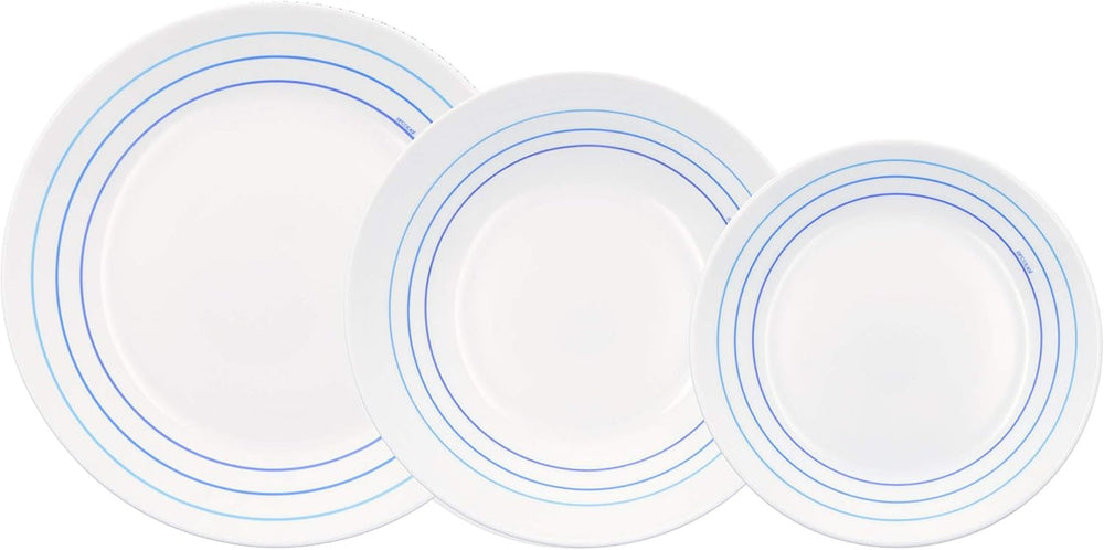 Luminarc Domitille Tafelservice, 18-Teilig, Opal, Keramik, Weiß Sady nádobí Naty Shop Avrei Blau