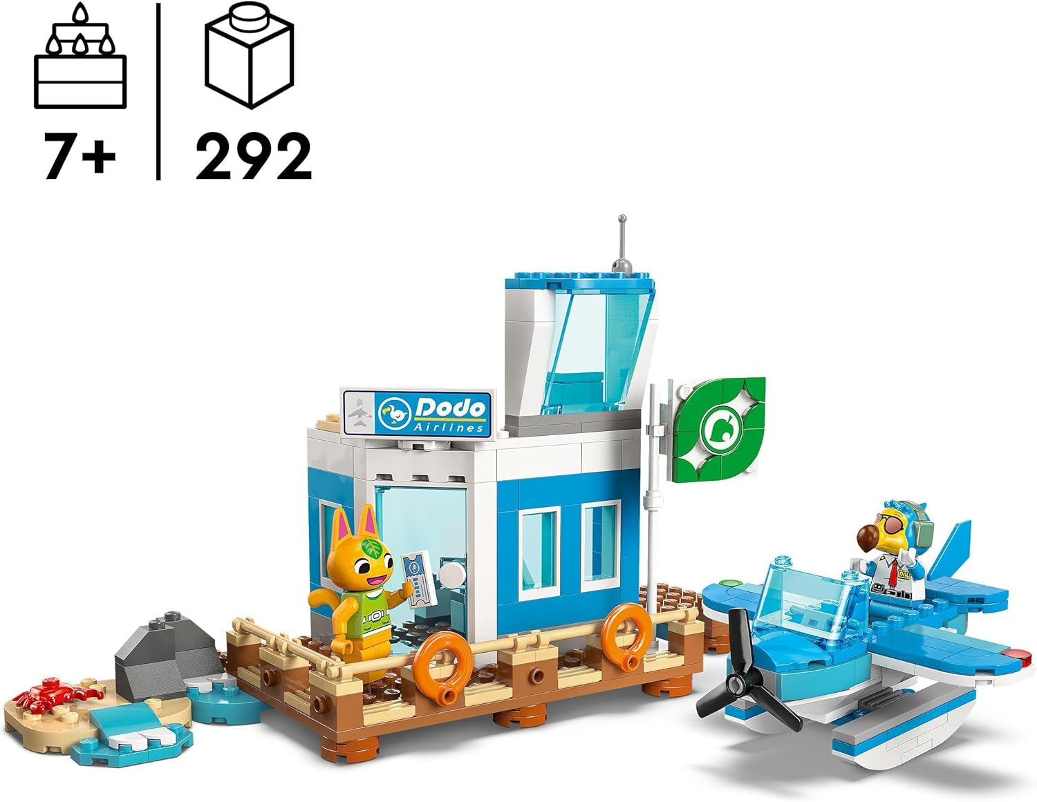 LEGO Animal Crossing Fly with Dodo Airlines, set de jocuri video, jucărie de aeroport, hidroavion și minifigurină pilot, cadou pentru fete și băieți cu vârsta de 7+ 77051 Seturi de constructie Besuche den LEGO-Store