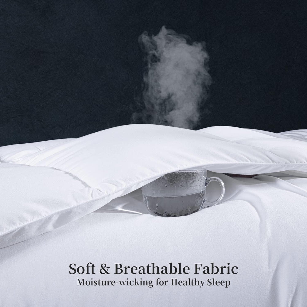 Kingsley Trend Alternativní bílá péřová přikrývka pro všechna roční období, pro každou sezónu, přikrývka King Size (2,6 M X 2,3 M), měkká, přikrývky a přikrývky, které lze prát v pračce Naty Shop