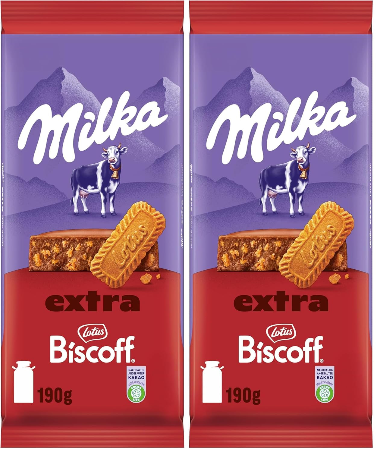 Milka Extra Biscoff Chocolate – Čokoláda z alpského mléka s křupavými kousky sušenek Lotus Biscoff – 190g