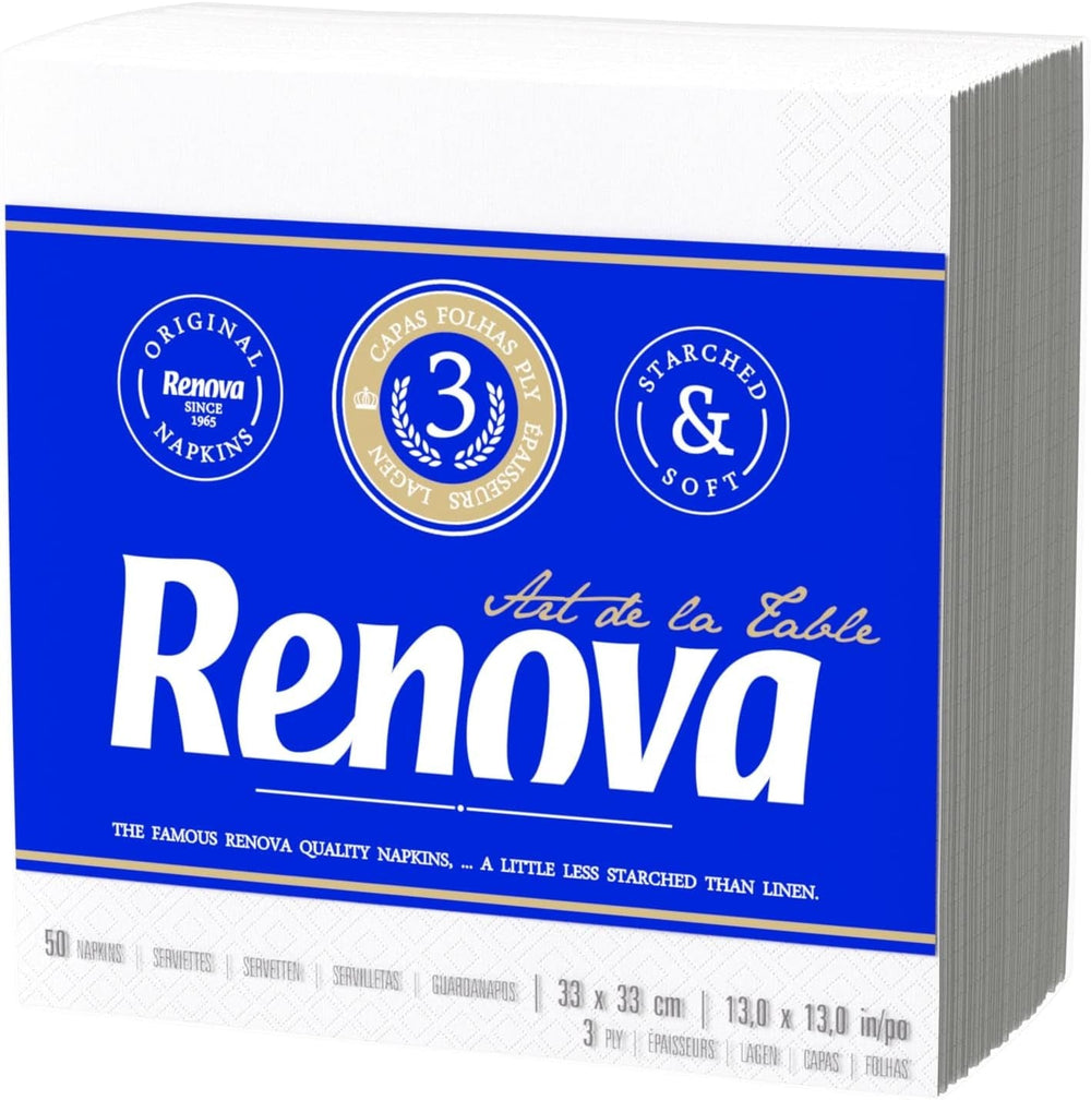 Șervețele de hârtie Renova, artă de masă, 50 de șervețele premium, 3 straturi