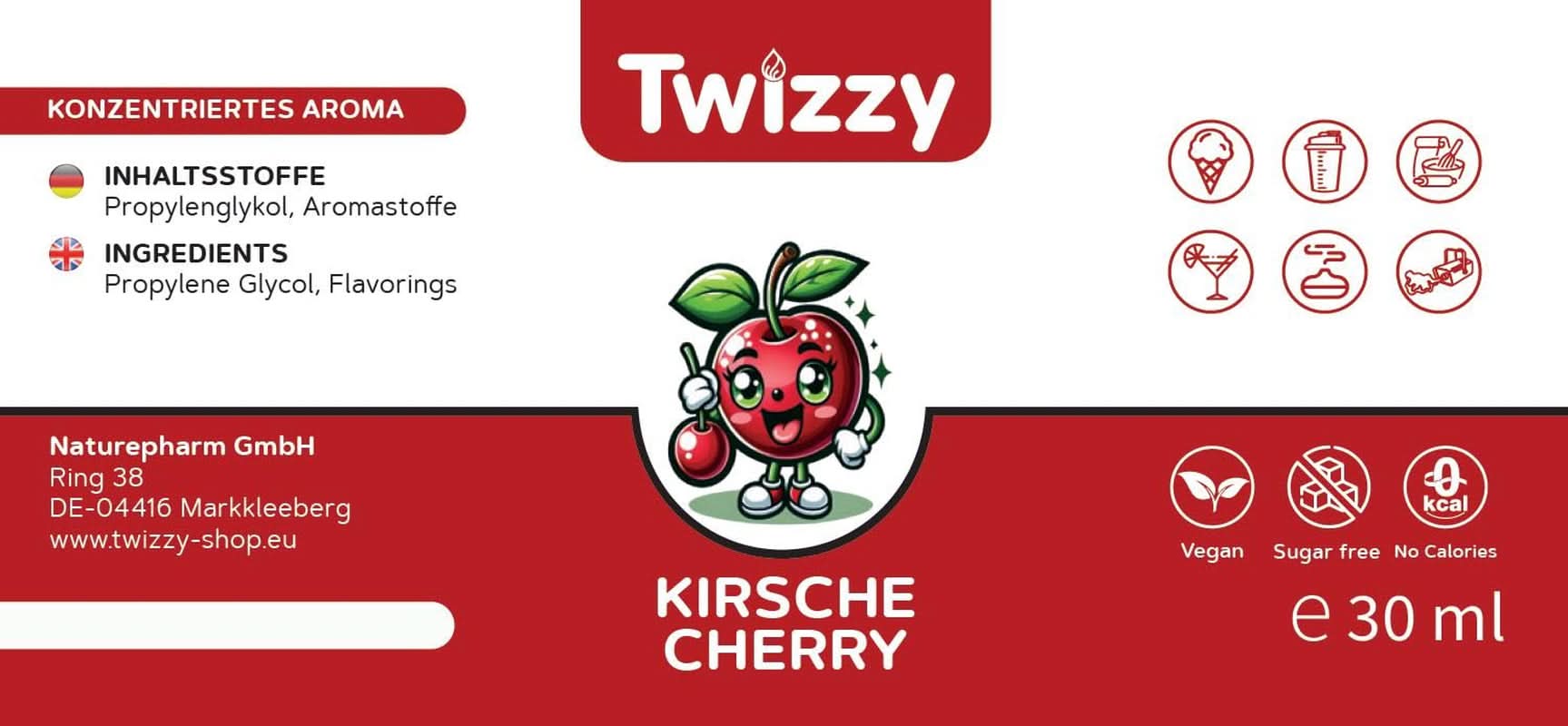 Twizzy, koncentrovaná třešňová příchuť, 30 ml Aromas Naty Shop