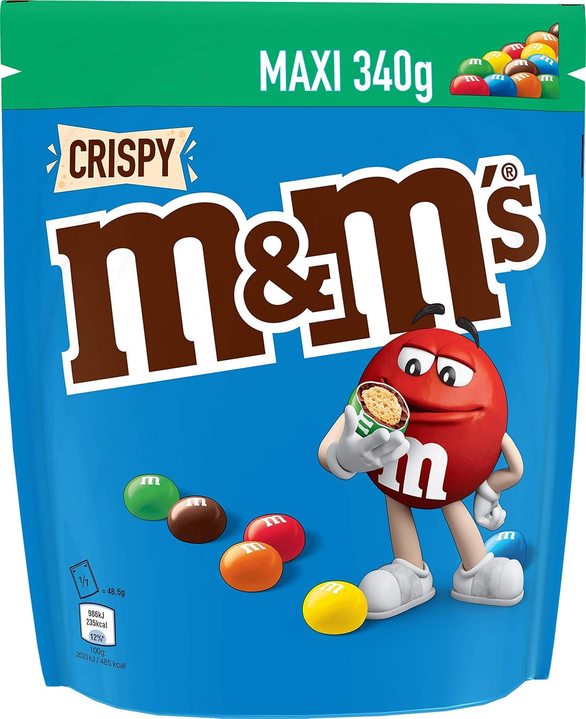 Čokoláda M&M's Large Pack, Křupavá čokoládová čočka s barevnou cukrovou polevou, Party Mix, 1 x 800 g, Candy s tématem amerického fotbalu